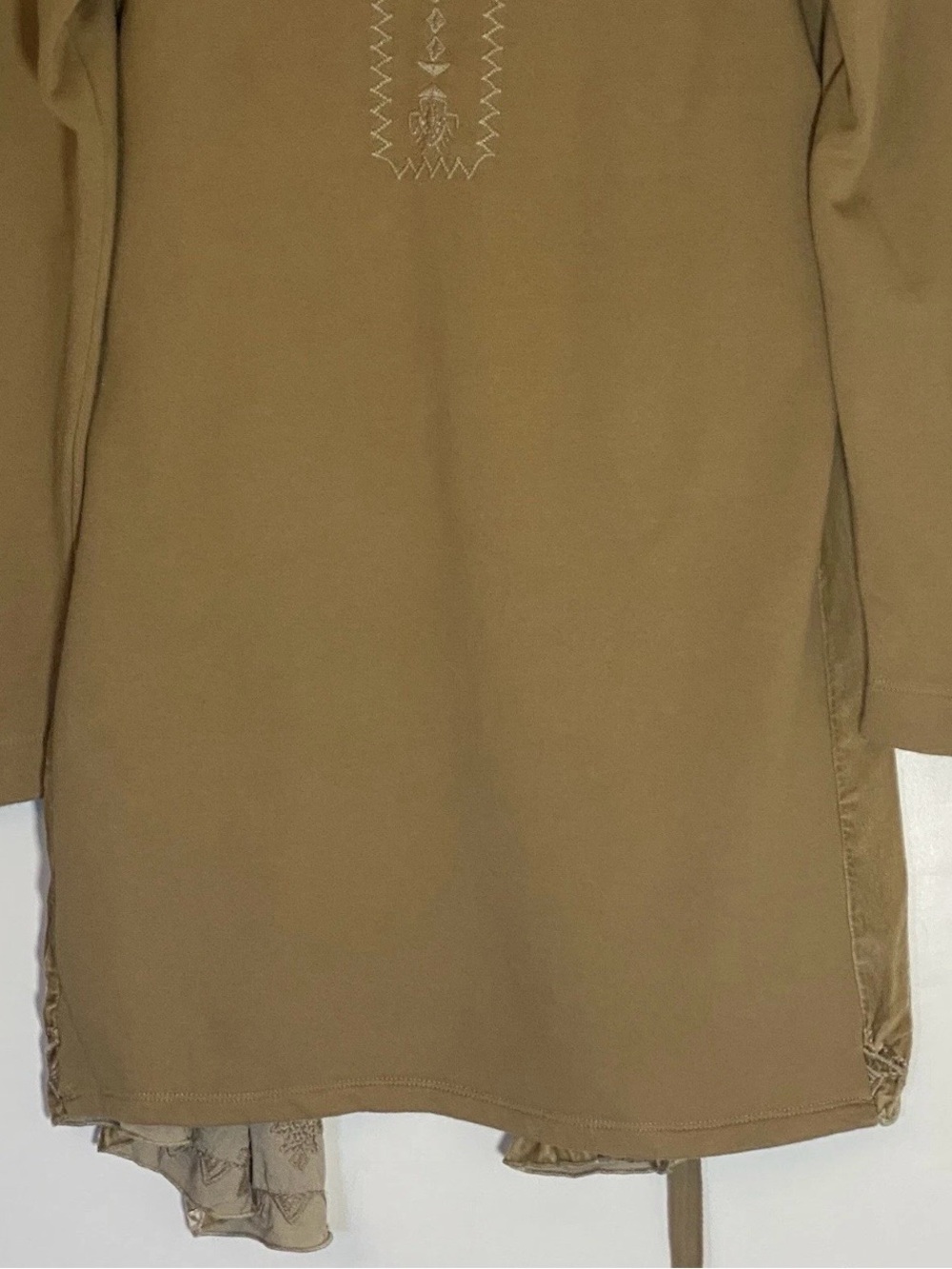 Boho Johnny Was Velvet Tie-Waist Robe Cardigan in tan/Beige - Picture 11 of 13